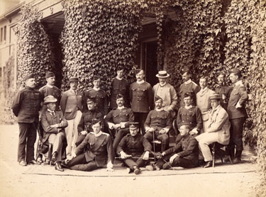 Lieutenant-Colonel B L Anstruther with his Officers in uniform and plain clothes.