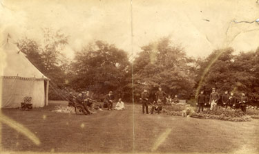 Officers in undress and plain clothes in park