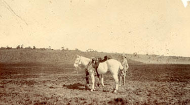 Unidentified soldier with white horse