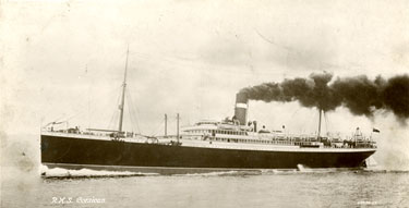 RMS Corsican taking the 8th Ardwick Battalion to Egypt.