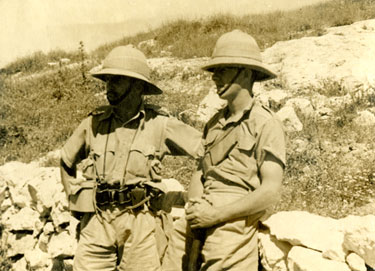 Unknown officer on left, Peter Derbyshire on right.
