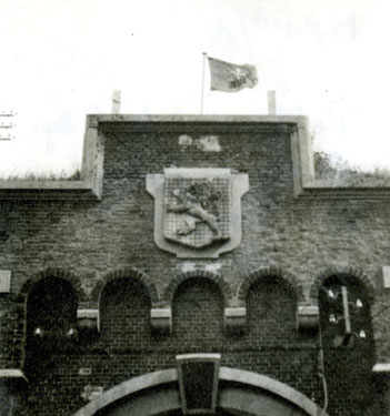 The Manchester's flag flying over the fort in Antwerp.