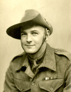 3533292 Private John (Jack) Ball wearing a slouch hat.