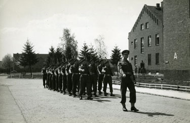The Guard commanded by 2nd Lieutenant Saunders marching to Spandau Gaol.