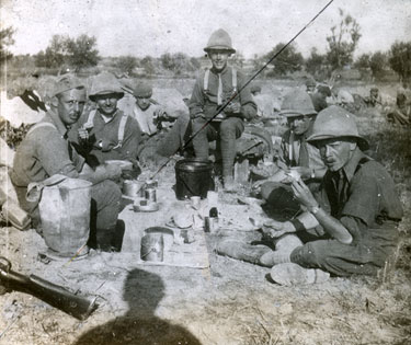 Group of soldiers taking a well-earned break