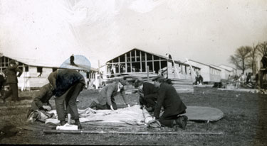 Men from the Pals Battalions erecting tent at Heaton Park