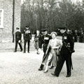 View: MR02023 HM Queen Elizabeth the Queen Mother with Officers from the Manchester Regiment at Warley Barracks, Brentwood.
