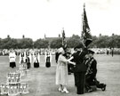 View: MR02024 HM Queen Elizabeth the Queen Mother presents the Colours of the 9th Battalion.