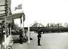 View: MR02054 March Past of 1st Battalion in the presence of Queen Elizabeth the Queen Mother to celebrate their bi-centenary.