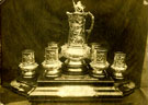 View: MR02102 Claret jug, beakers and stand. Part of the Regimental Silver Collection