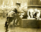 View: MR02171 Laying of wreath at the South African War Memorial in St Ann's Square, Manchester.