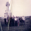 View: MR02229 Party of old comrades from 7th Battalion and their lady guide at the 42nd Division Memorial at Trescault, near Havrincourt. 