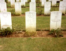 View: MR02291 Kranji Military Cemetery showing the graves unidentified men from the Manchester Regiment.