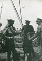 View: MR02405 Aboard RMS Avon to Gallipoli. Australian soldiers sharpening bayonets.