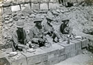 View: MR02410 10th Battalion Headquarter dugout. Gallipoli Major P Bamford (2i/c), Lieutenant Colonel J B Rye, Captain G R Newton (A/Adjt) and Lieutenant L St G Wilkinson (Asstistant Quartermaster)