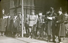 View: MR02801 Mayor, dignitaries and officers outside the Town Hall in Manchester