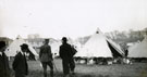 View: MR02823 New recruits in civilian dress with Officer in from of tents in Heaton Park