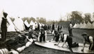View: MR02890 Men from the Pals Battalions building their own hutments or tents in Heaton Park