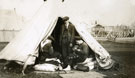View: MR02897 Men from the Pals Battalions in civilian dress in a tent at Heaton Park