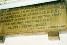 View: MR03100 20th Lancashire (2nd Lancashire Rifle Volunteers) memorial tablet at Ardwick Barracks